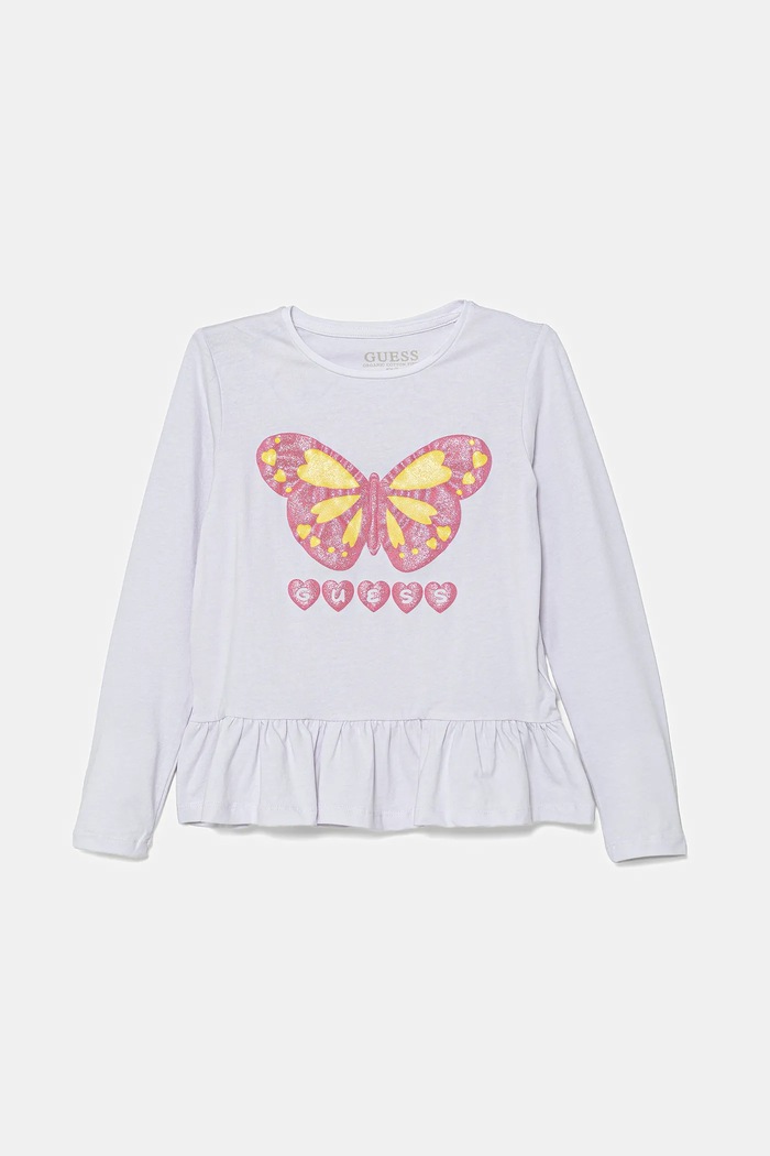 Guess longsleeve bawełniany dziecięcy z elastanem biały K5YI08.K6YW4.9BYA