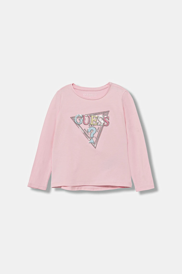 Guess longsleeve dziecięcy aplikacja różowy K5YI10.K6YW4.9BYA