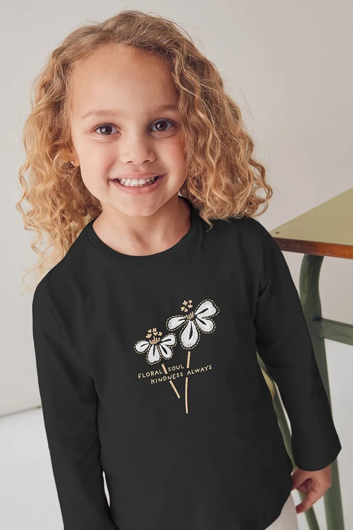 Mayoral longsleeve bawełniany z elastanem czarny 178.6K.Mini.9BYA