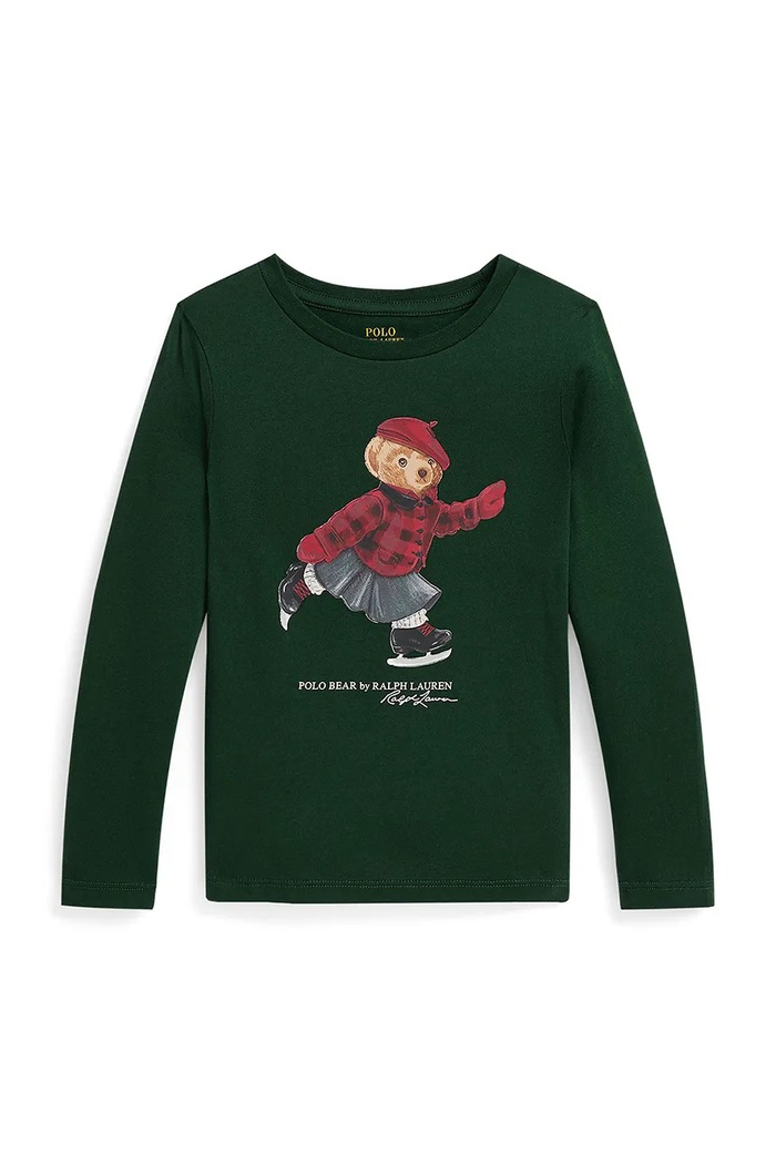 Παιδικό βαμβακερό μακρυμάνικο Polo Ralph Lauren στάμπα πράσινο 312P00435500