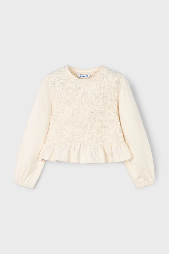 Mayoral longsleeve din bumbac pentru copii uni bej 4007.6E.Mini.9BYA
