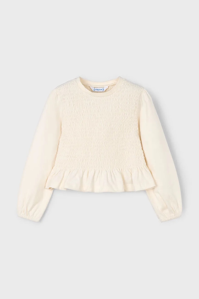 Mayoral longsleeve din bumbac pentru copii uni bej 4007.6E.Mini.9BYA