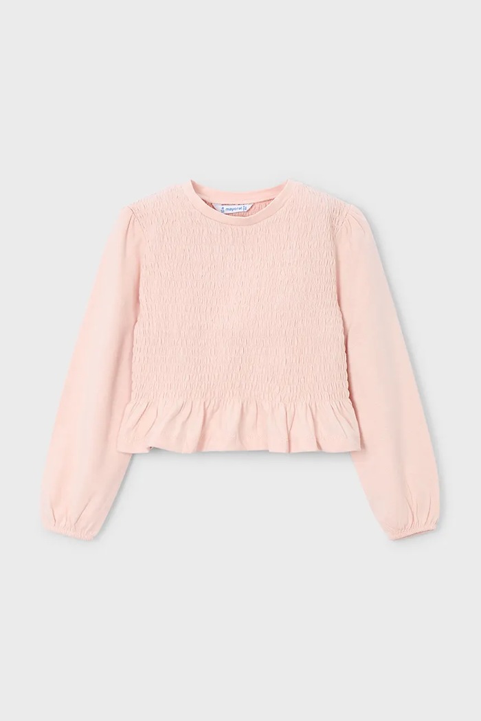 Mayoral longsleeve din bumbac pentru copii uni roz 4007.6E.Mini.9BYA