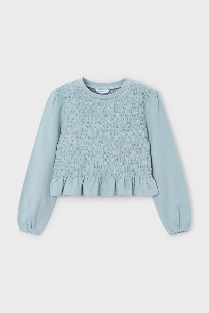 Mayoral Longsleeve bawełniany dziecięcy turkusowy 4007.6E.Mini.9BYA