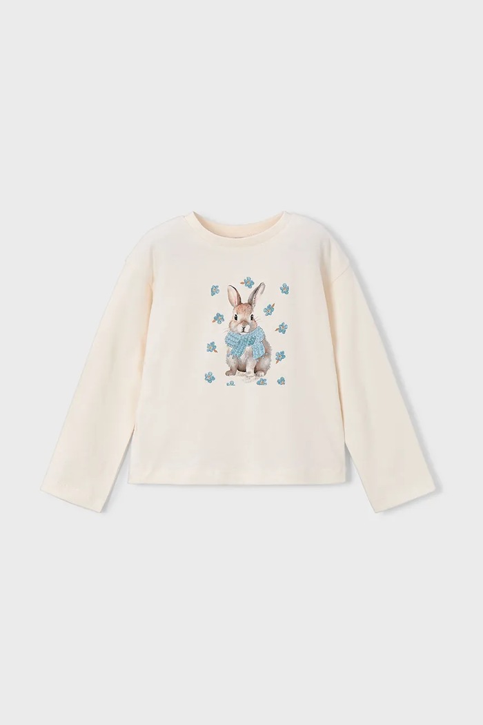 Mayoral longsleeve bawełniany 4009.6J.Mini.9BYA turkusowy AW25
