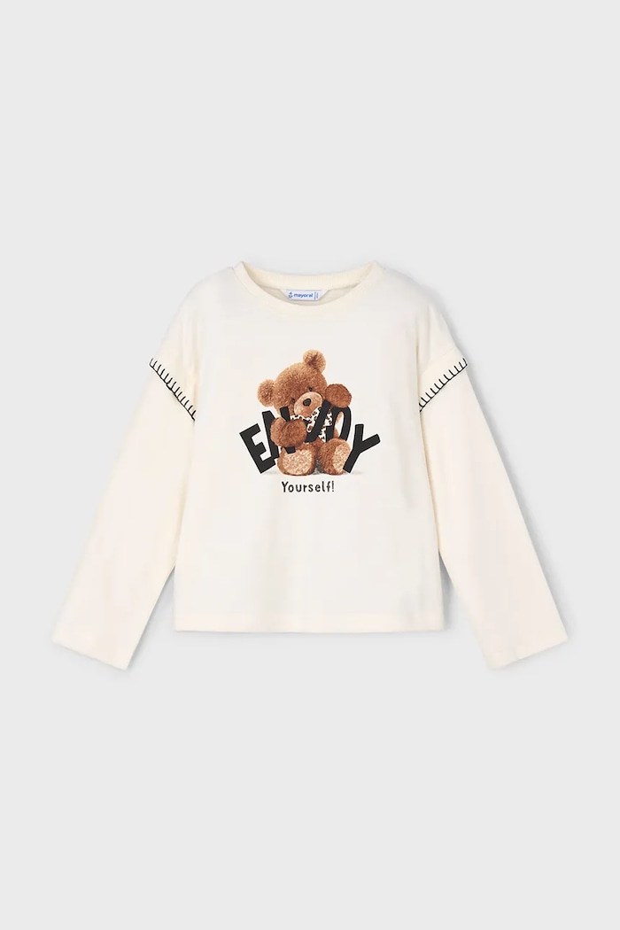 Bavlněné tričko s dlouhým rukávem Mayoral 4012.6G.Mini.9BYA béžová AW25