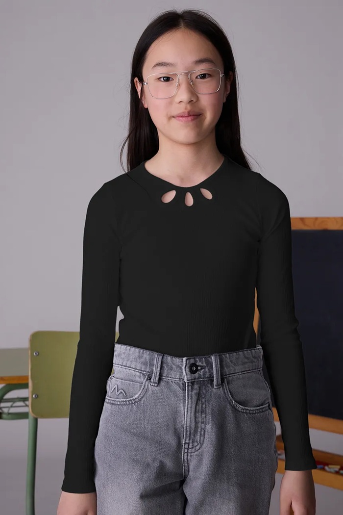 Mayoral longsleeve bumbac negru 7022.8F.Junior.9BYA