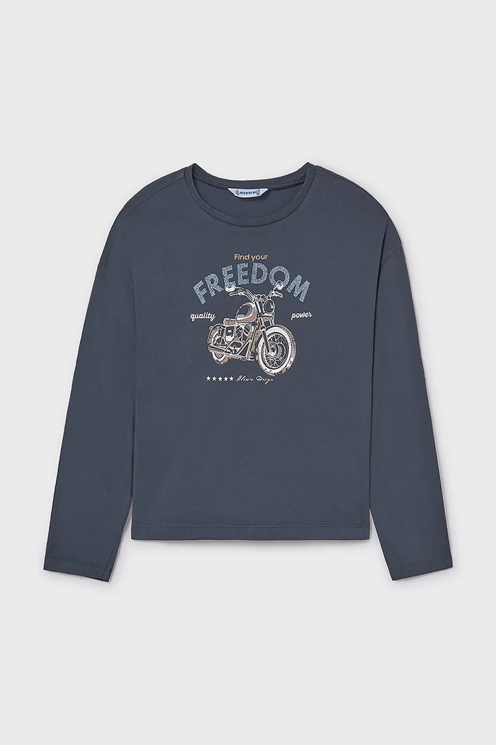 Mayoral longsleeve din bumbac pentru copii 7023.8G.Junior.9BYA albastru AW25