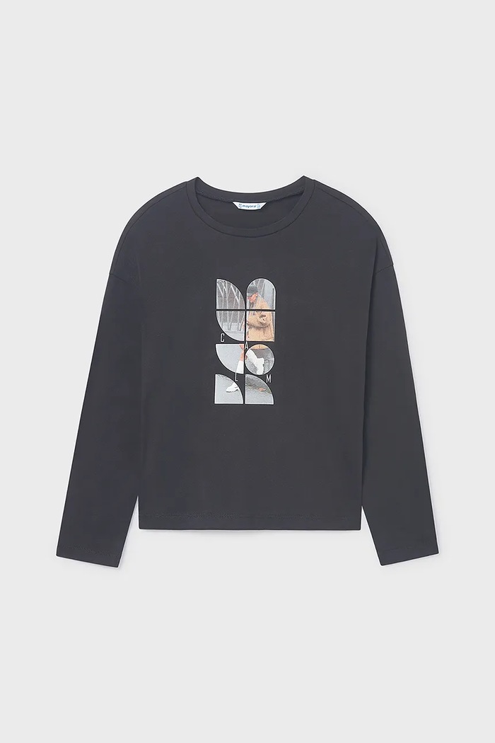 Mayoral longsleeve bumbac negru 7029.8K.Junior.9BYA
