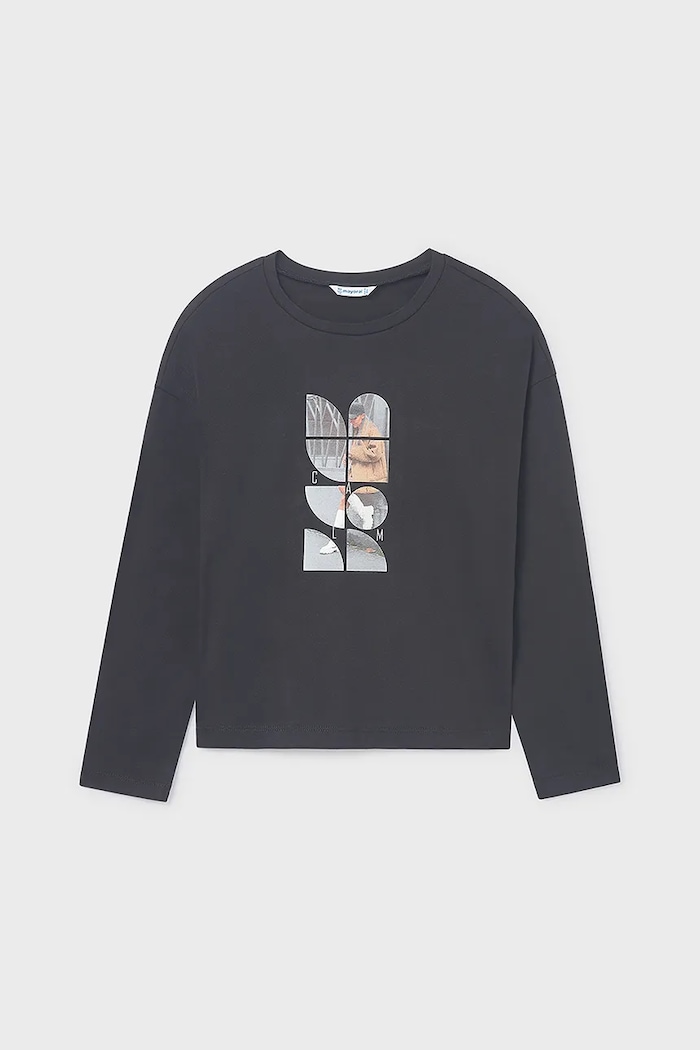 Mayoral longsleeve bumbac negru 7029.8K.Junior.9BYA