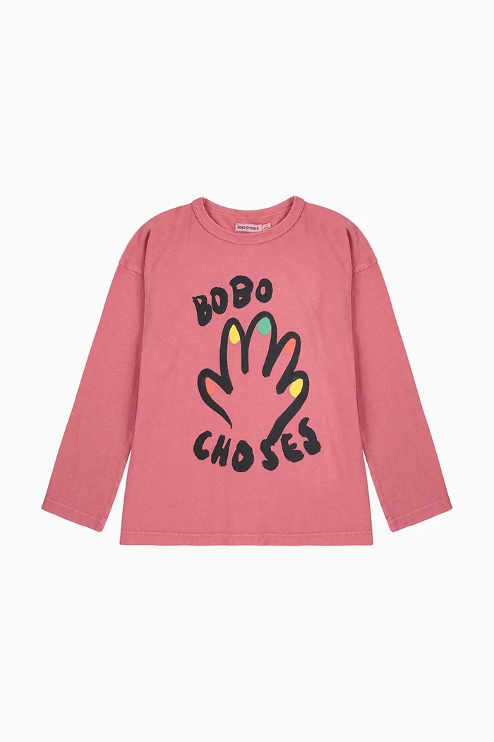 Detská bavlnená košeľa s dlhým rukávom Bobo Choses High Five 225AC007 ružová AW25