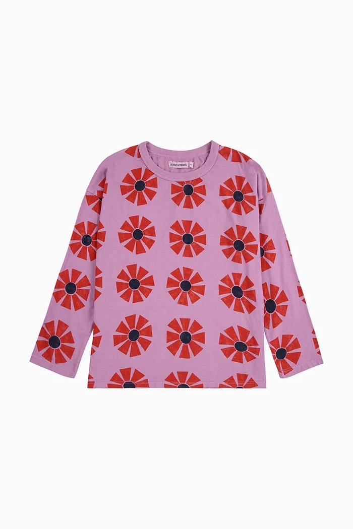 Detská bavlnená košeľa s dlhým rukávom Bobo Choses Kaleidoscope 225AC011 fialová AW25