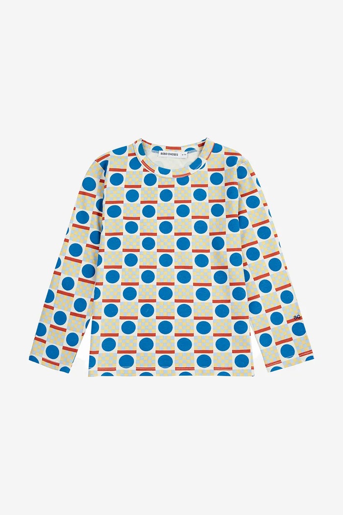 Detská bavlnená košeľa s dlhým rukávom Bobo Choses Geometric Scacs 225AC023 zelená AW25
