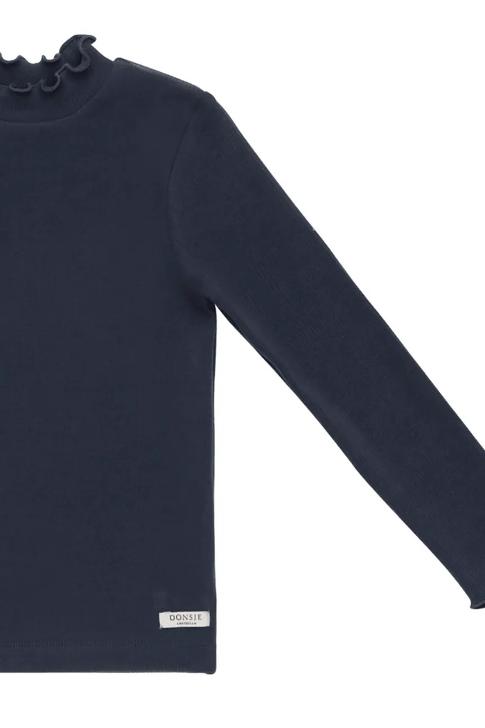 Donsje longsleeve pentru copii din bumbac cu elastan Wonsy Shirt bleumarin 4089800