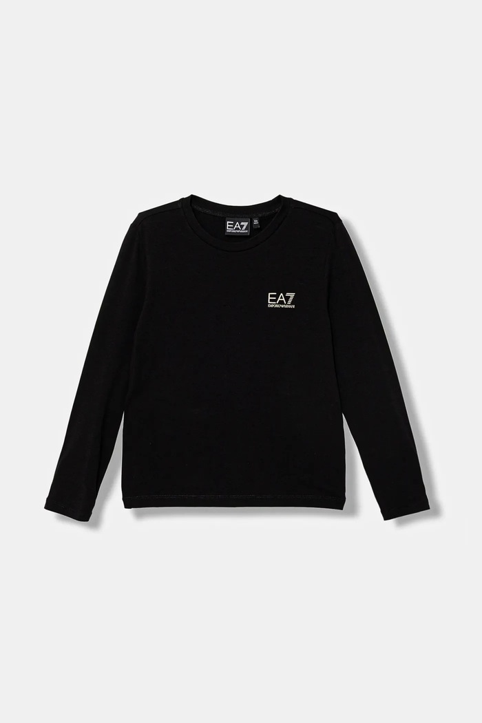 EA7 Emporio Armani longsleeve bawełniany dziecięcy z elastanem czarny 7G000138.AF10373