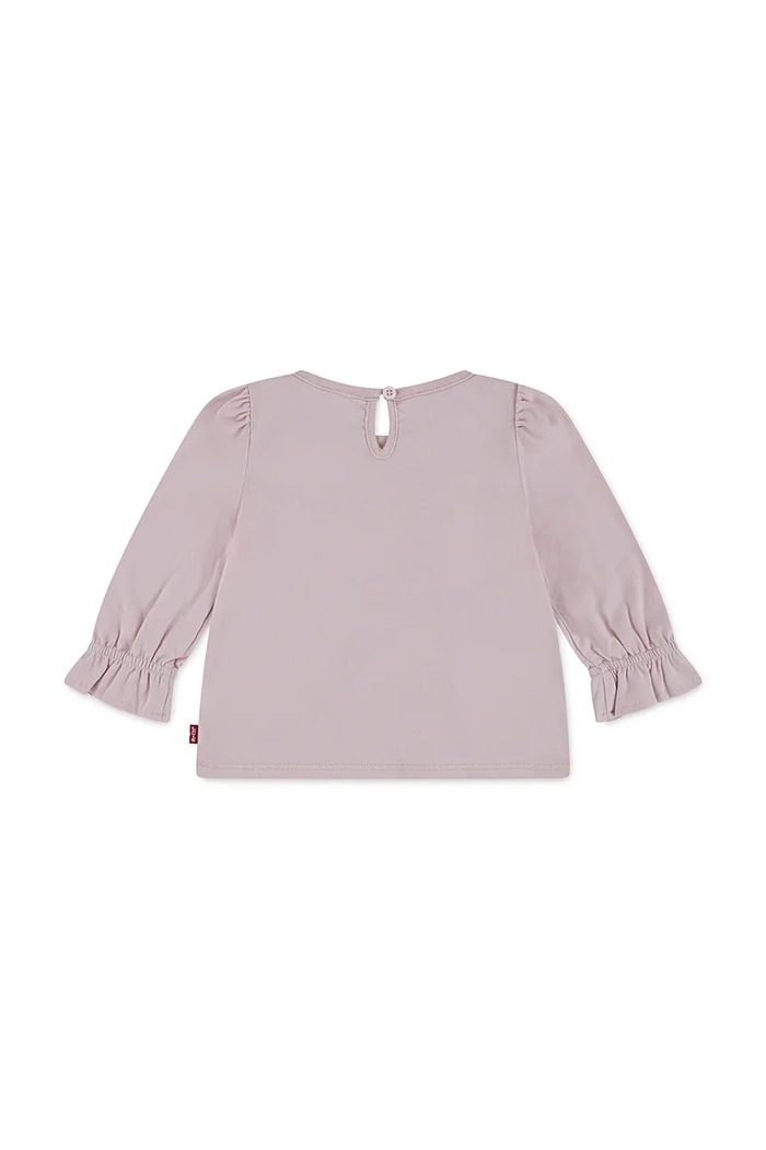Levi's longsleeve din bumbac pentru bebeluși LS KNOT FRONT KNIT TOP 1EN568 roz AW25