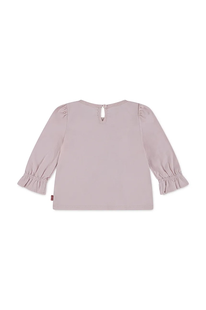 Levi's longsleeve din bumbac pentru bebeluși LS KNOT FRONT KNIT TOP 1EN568 roz AW25