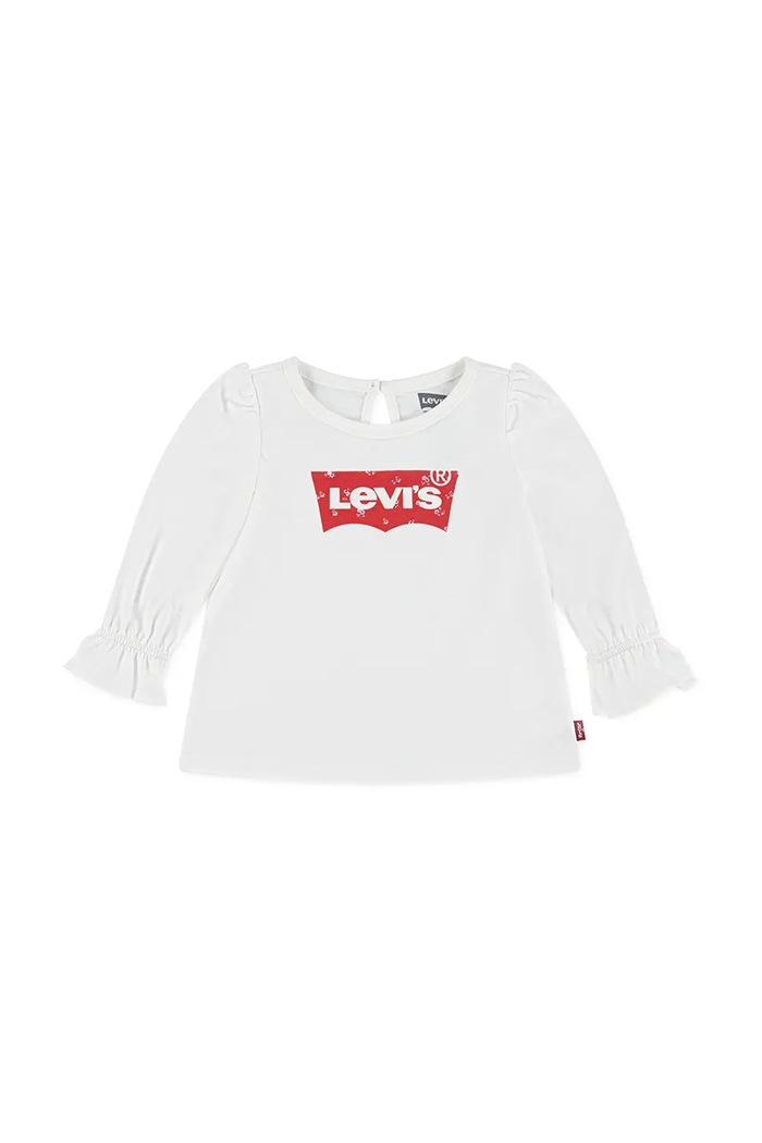Detské bavlnené tričko s dlhým rukávom Levi's BATWING LS FASHION KNIT TO bavlna biela 1EN569