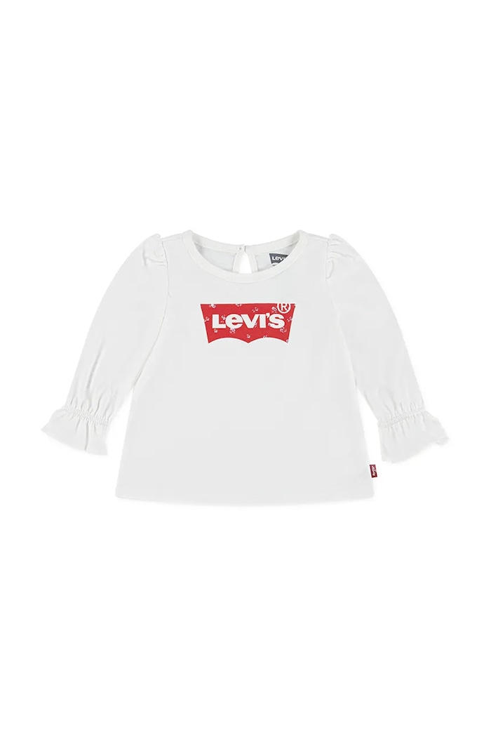 Detské bavlnené tričko s dlhým rukávom Levi's BATWING LS FASHION KNIT TO bavlna biela 1EN569
