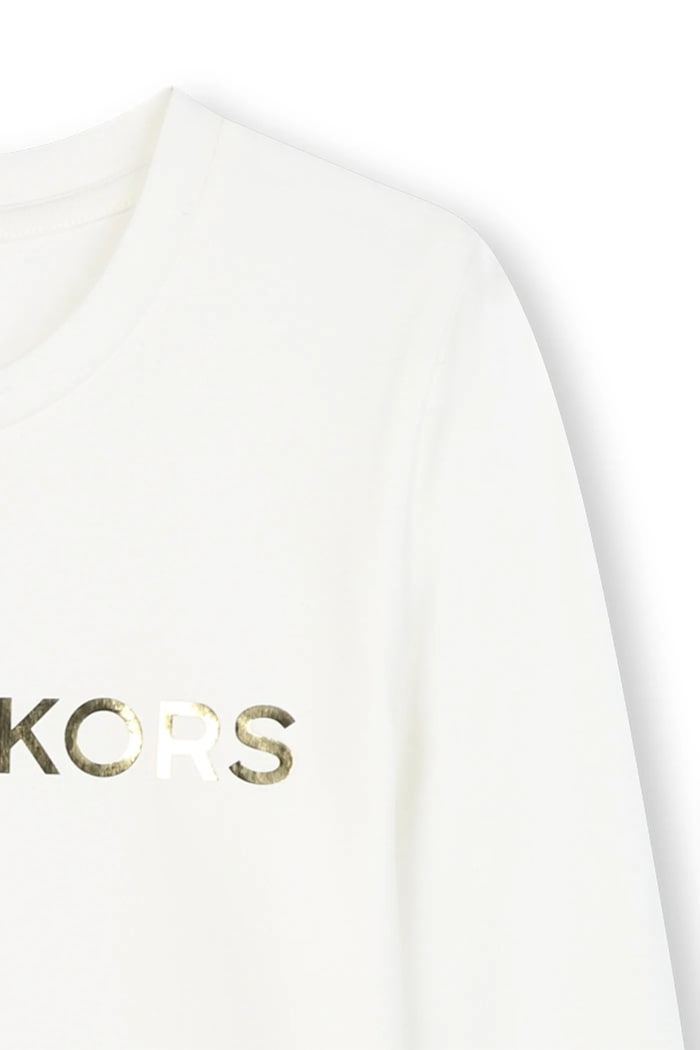 Fete Michael Kors Tricou cu mânecă lungă din bumbac pentru copii R30488.102.108 alb