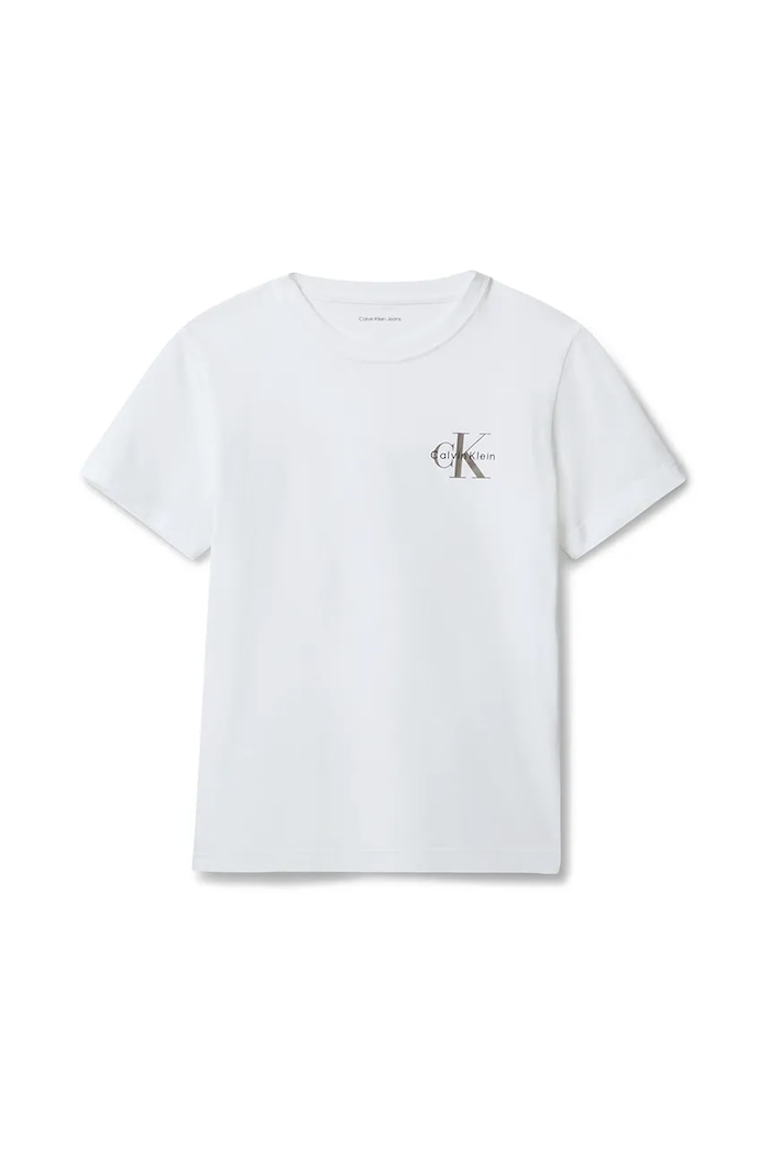 Detské bavlnené tričko Calvin Klein Jeans IU0IU00719.128.170.9BYA biela AW25