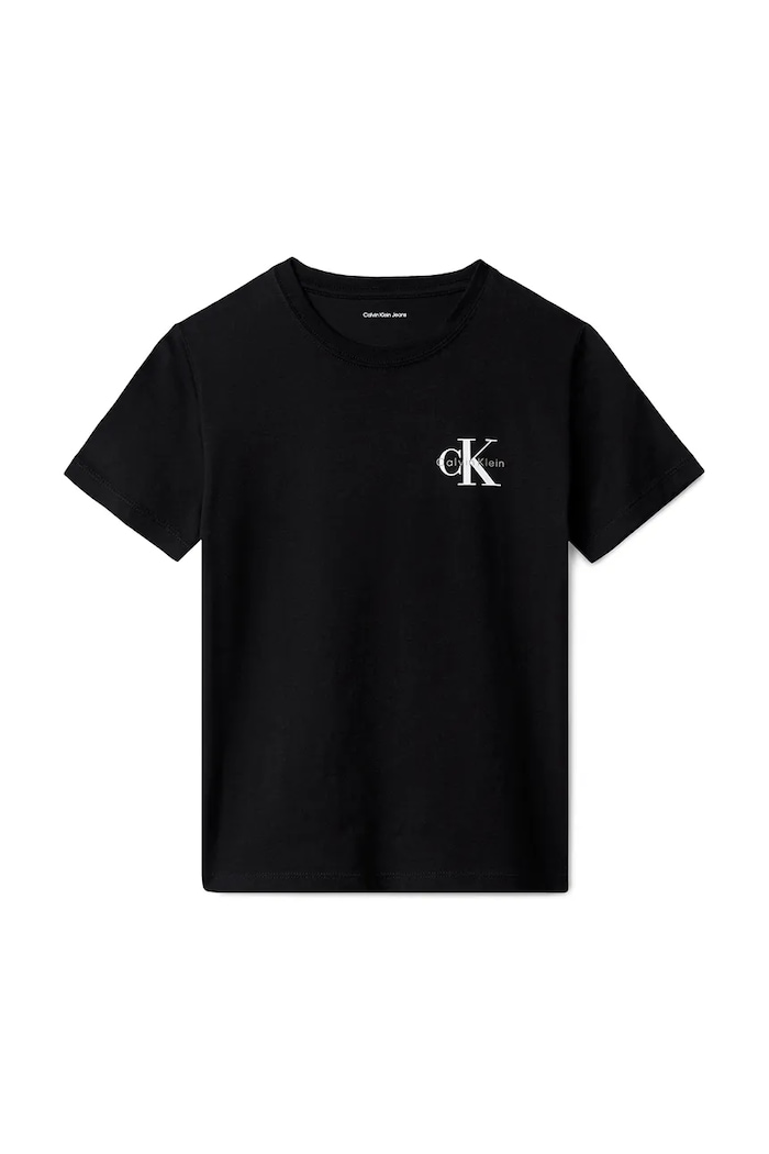 Detské bavlnené tričko Calvin Klein Jeans IU0IU00719.128.170.9BYA čierna AW25