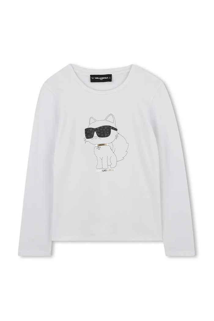 Detské tričko s dlhým rukávom Karl Lagerfeld okrúhly biela Z30938.156.162