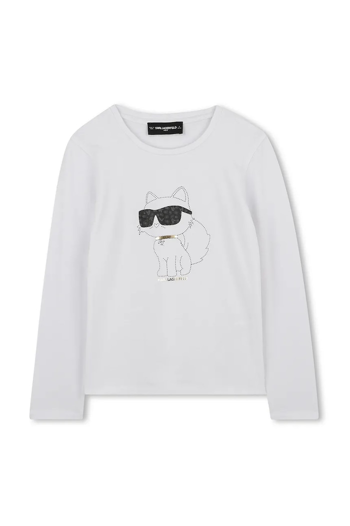 Detské tričko s dlhým rukávom Karl Lagerfeld okrúhly biela Z30938.156.162