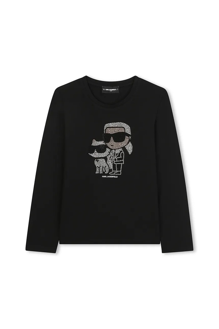 Dětské tričko s dlouhým rukávem Karl Lagerfeld s elastanem černá Z30940.156.162