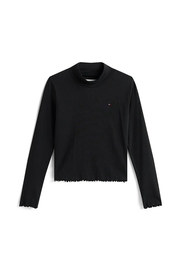 Tommy Hilfiger tricou cu mânecă lungă pentru copii, din bumbac KG0KG08802.9BYA negru AW25