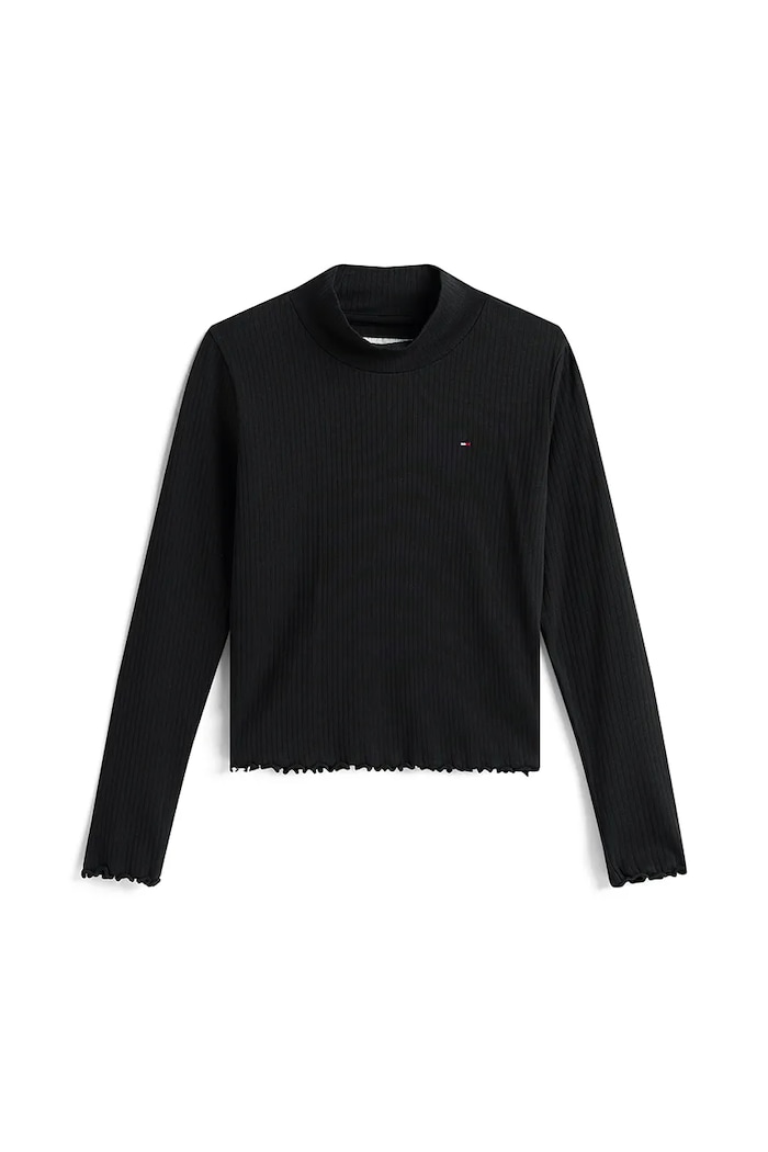 Tommy Hilfiger tricou cu mânecă lungă pentru copii, din bumbac KG0KG08802.9BYA negru AW25