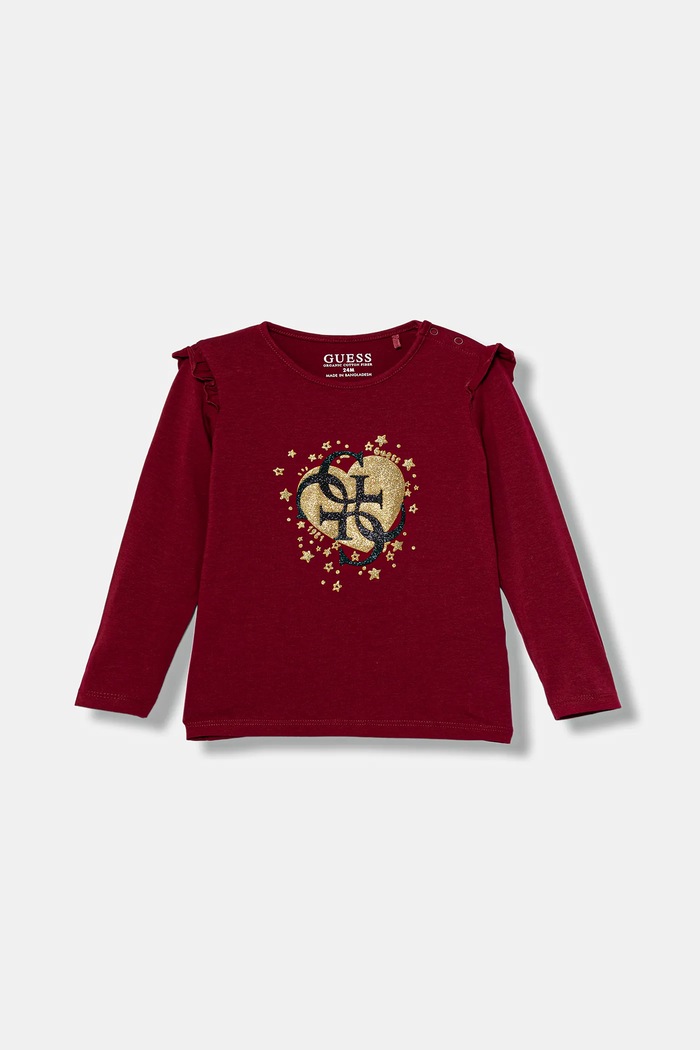 Guess longsleeve niemowlęcy z elastanem bordowy A5BI01.J1314.9BYA