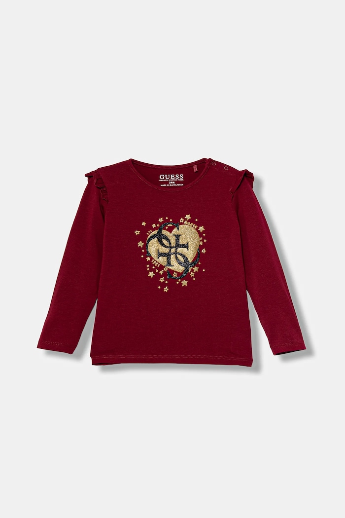 Guess longsleeve niemowlęcy z elastanem bordowy A5BI01.J1314.9BYA