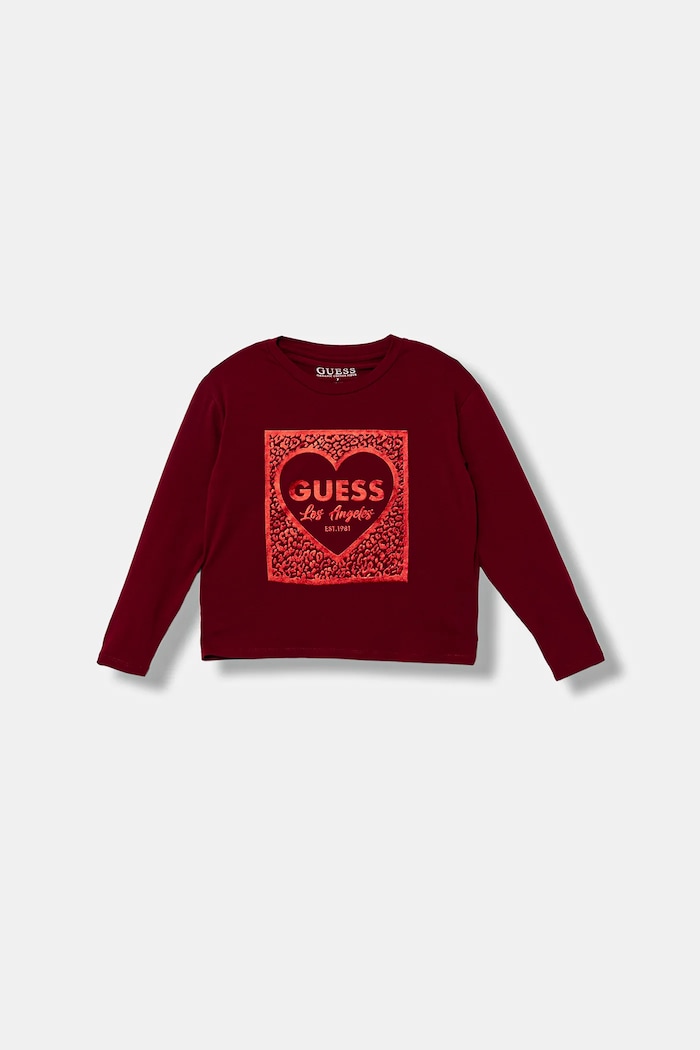Detské tričko s dlhým rukávom Guess s elastanom burgundské J5BI01.J1314.9BYA