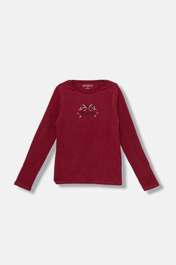 Guess longsleeve dziecięcy z elastanem bordowy J5BI03.J1314.9BYA