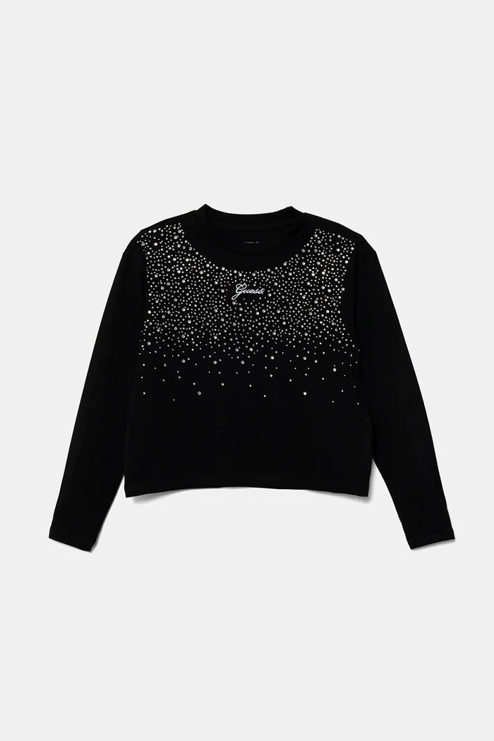 Guess longsleeve dziecięcy aplikacja czarny J5BI06.J1314.9BYA