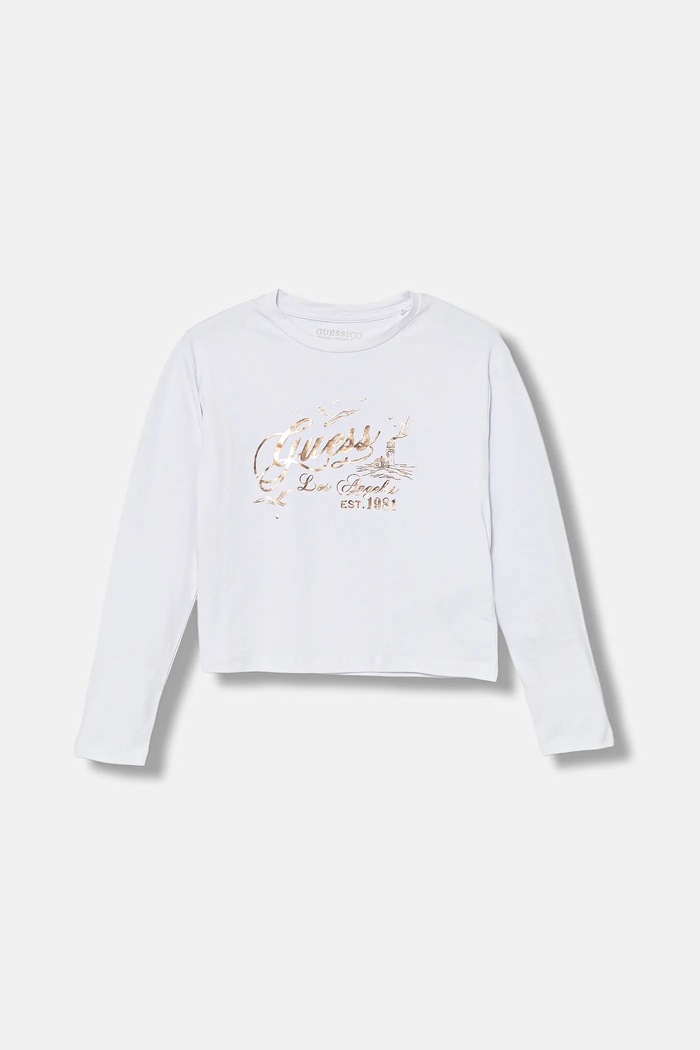 Guess maglietta a maniche lunghe per bambini sovrastampa bianco J5BI18.J1314.9BYA