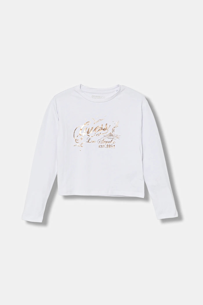 Guess maglietta a maniche lunghe per bambini sovrastampa bianco J5BI18.J1314.9BYA