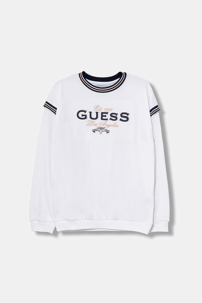 Guess longsleeve bawełniany dziecięcy aplikacja biały J5BI29.K8VA4.9BYA