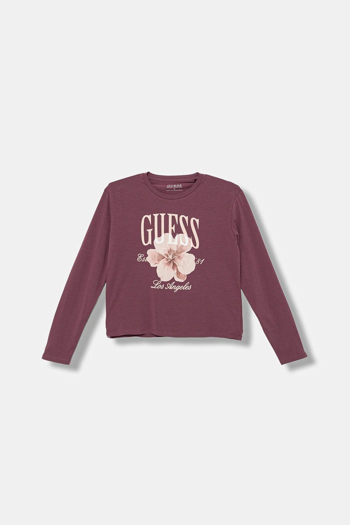 Dětské tričko s dlouhým rukávem Guess nášivka burgundské J5BI33.J1314.9BYA