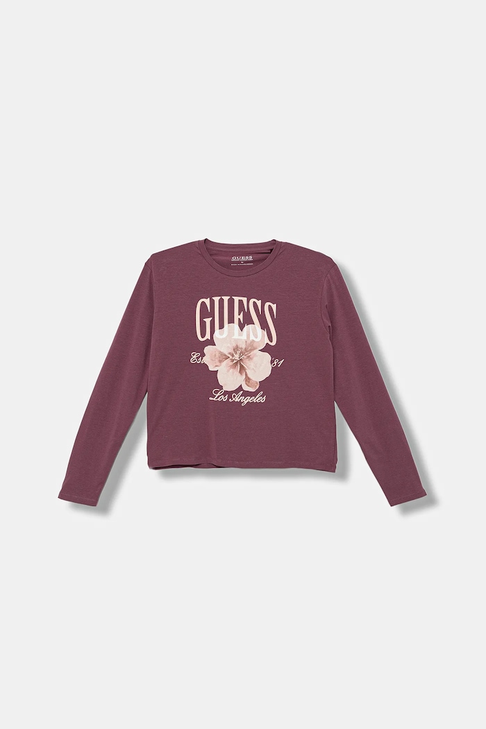Dětské tričko s dlouhým rukávem Guess nášivka burgundské J5BI33.J1314.9BYA
