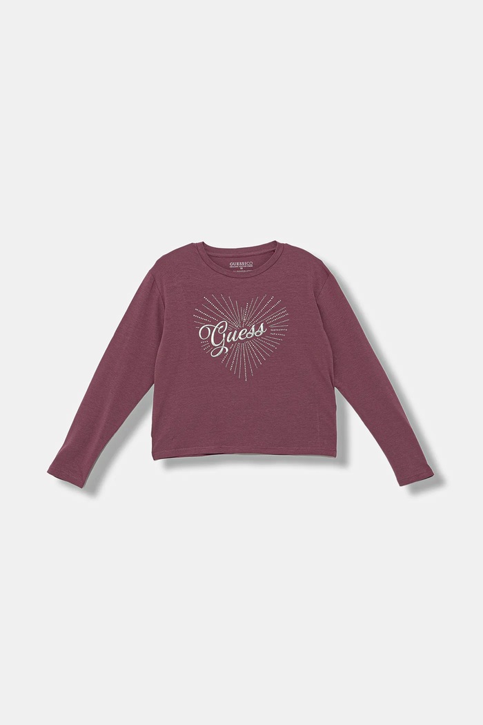Dětské tričko s dlouhým rukávem Guess s elastanem burgundské J5BI35.J1314.9BYA