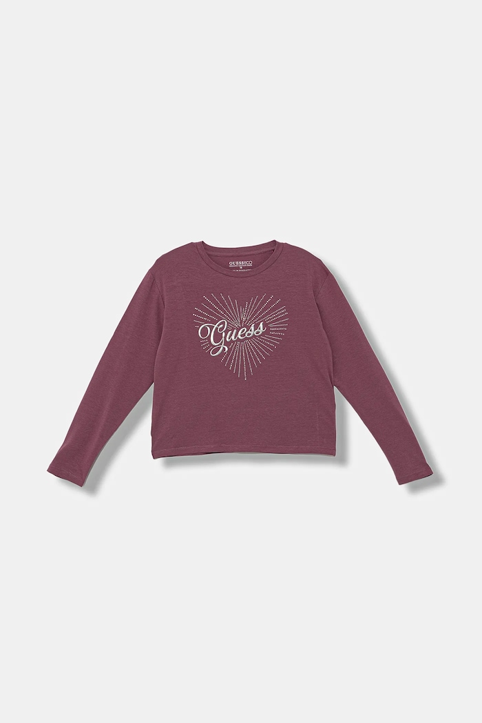 Dětské tričko s dlouhým rukávem Guess s elastanem burgundské J5BI35.J1314.9BYA
