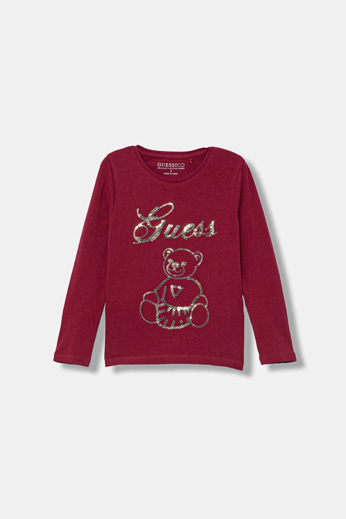 Guess longsleeve copii imprimeu burgundia K5BI03.J1314.9BYA