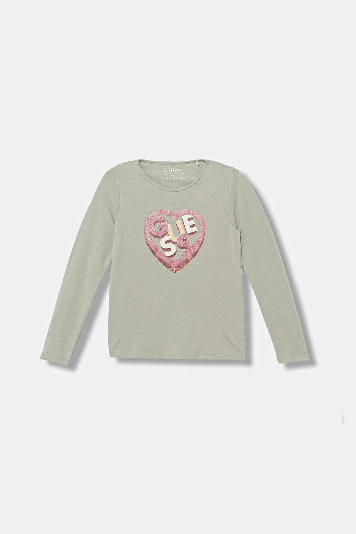 Detské tričko s dlhým rukávom Guess s elastanom zelená K5BI12.J1314.9BYA