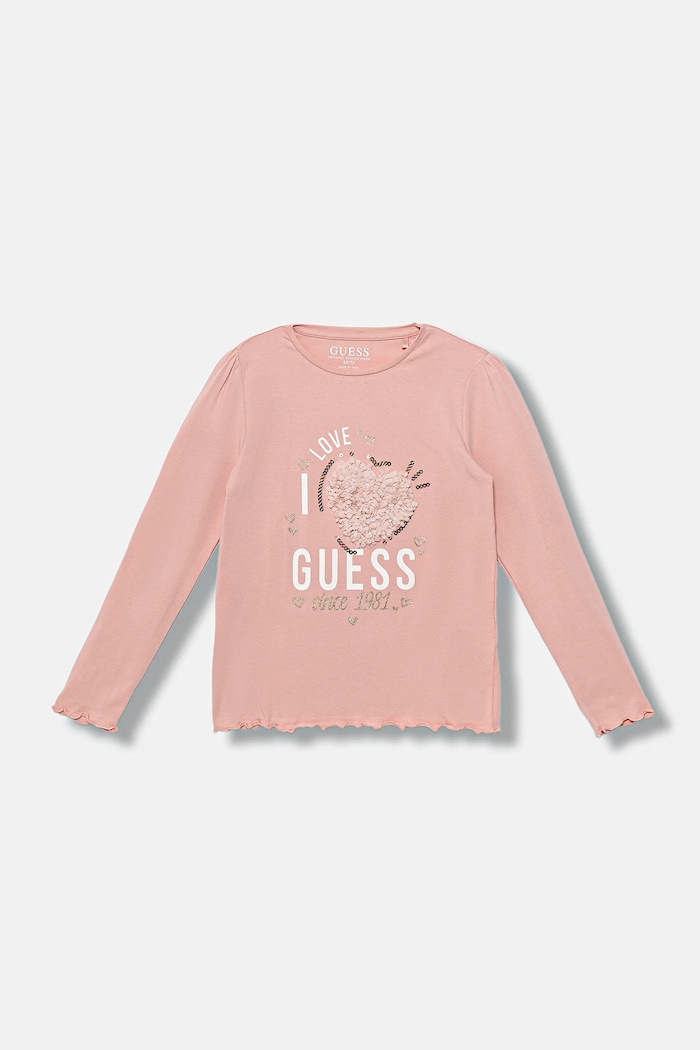 Guess longsleeve dziecięcy z elastanem różowy K5BI14.J1314.9BYA
