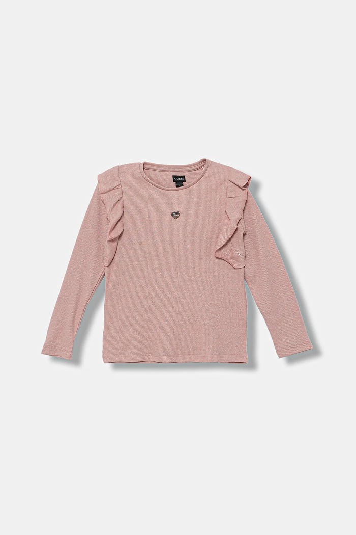 Dětské tričko s dlouhým rukávem Guess s elastanem růžová K5BI15.K0670.9BYA
