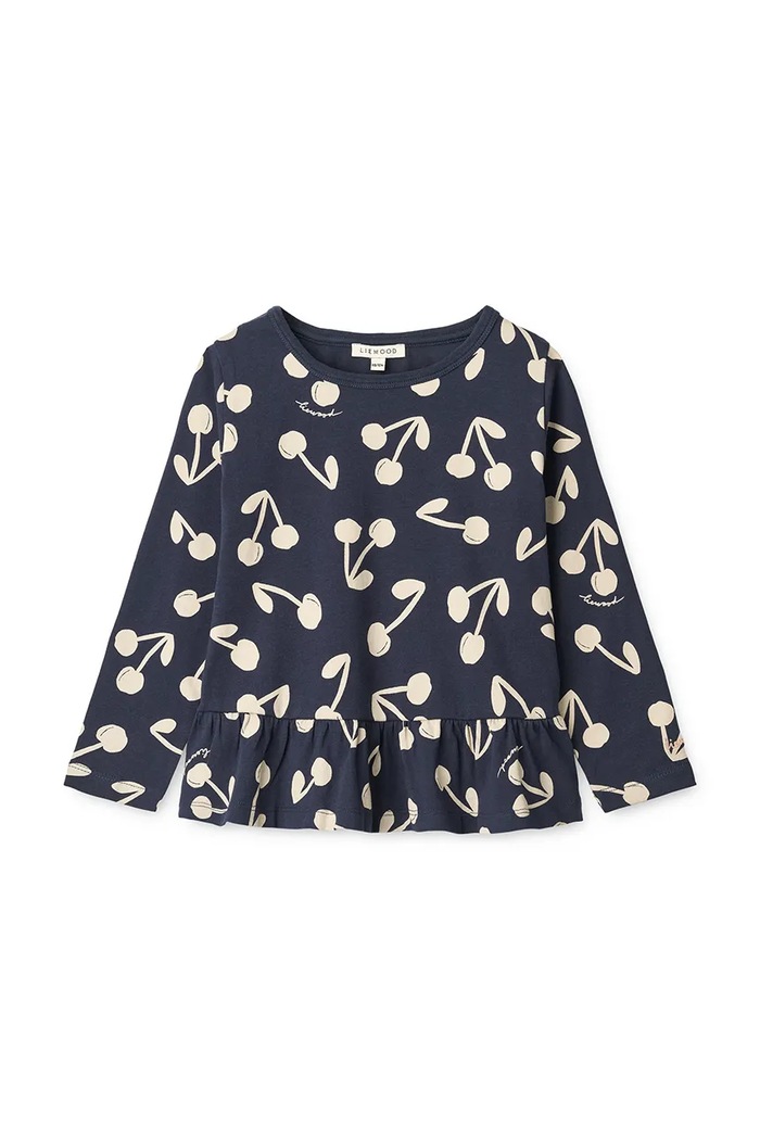 Detská bavlnená košeľa s dlhým rukávom Liewood Margit Printed Longsleeve T-shirt bavlna tmavomodrá LW20212.9BYA