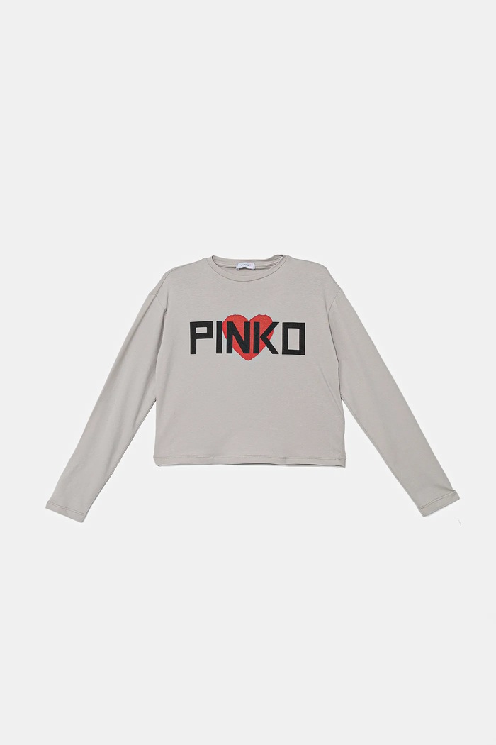 Pinko longsleeve copii cu elastan gri KFTS029.C.JE013