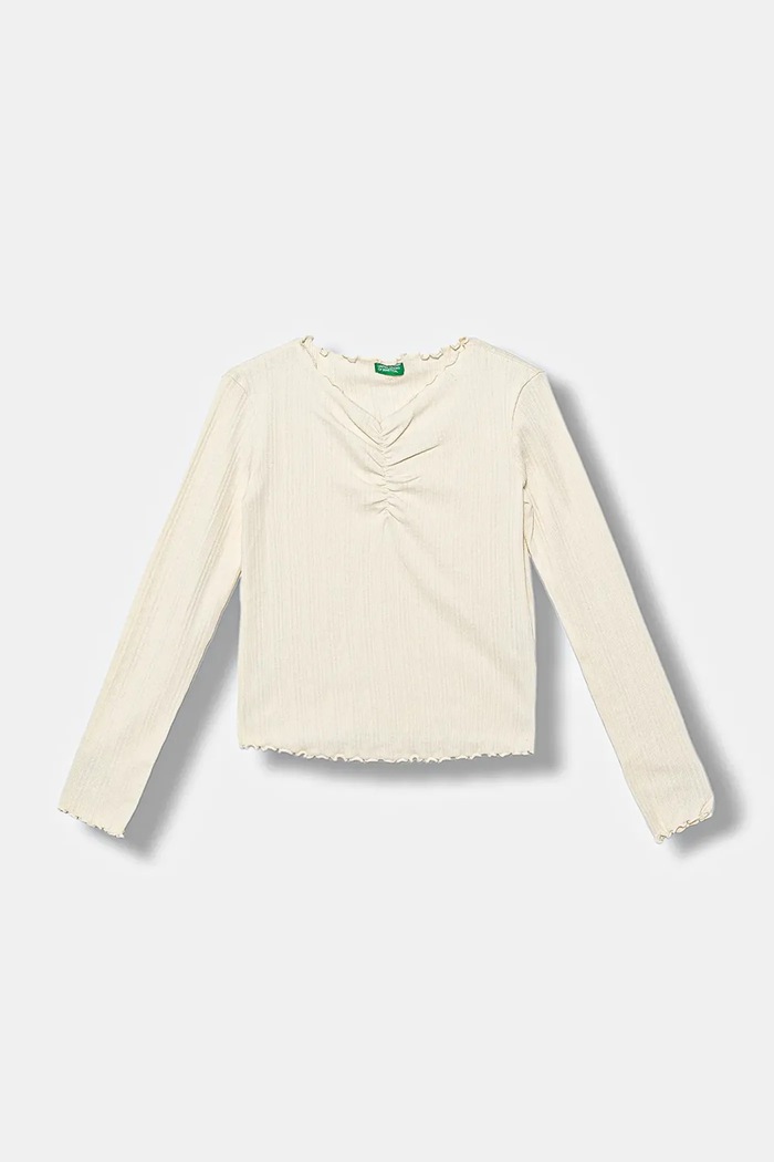 Детска блуза с дълги ръкави United Colors of Benetton еластичен бежов 3KIEC10Q9.G.seasonal